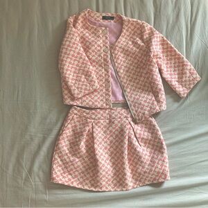 Pink 2 piece jacket + skirt set